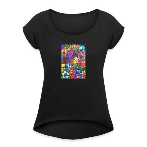 doodle art vexx - Women's Roll Cuff T-Shirt