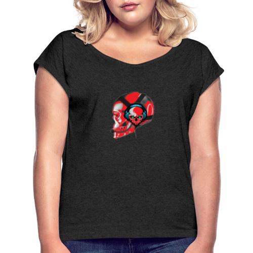 red head gaming logo no background transparent - Women's Roll Cuff T-Shirt