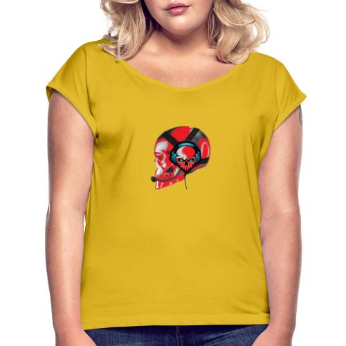 red head gaming logo no background transparent - Women's Roll Cuff T-Shirt