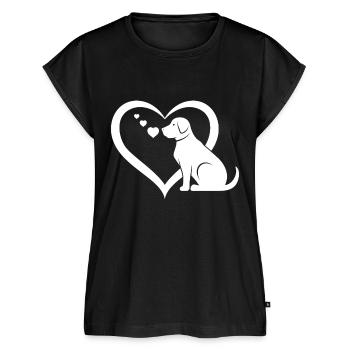 Dog Heart Dog Lover Dog Owner - Dog Heart - Women's Premium Roll Up Sleeve T-Shirt - black - Front - AI Model Female 180 light (180cm)