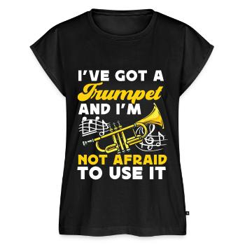 Trumpet Player I've Got A Trumpet - Women's Premium Roll Up Sleeve T-Shirt - black - Front - AI Model Female 180 light (180cm)