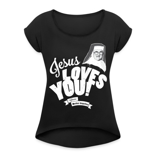 Classic Mother Angelica Light - Women's Roll Cuff T-Shirt
