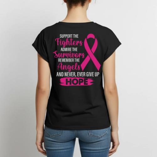 Breast cancer, Fighters, Survivors, Angels, Hope - Women's Premium Roll Up Sleeve T-Shirt