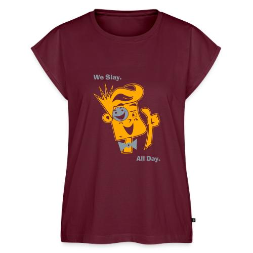 We Slay All Day Shiny Shirt Metallic Silver & Gold - Women's Premium Roll Up Sleeve T-Shirt