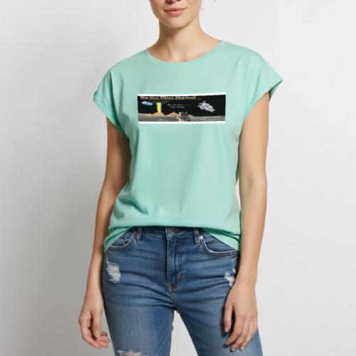 UFO Pyramids TheOutThereChan with large crew back - Women's Premium Roll Up Sleeve T-Shirt