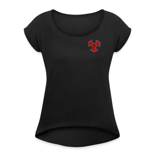 DDM Logo Red,Black,White - Women's Roll Cuff T-Shirt