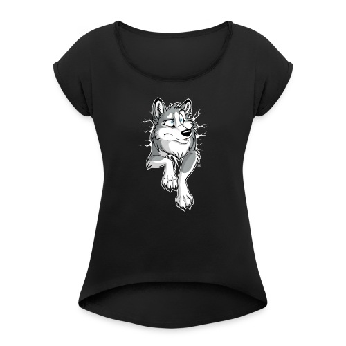 STUCK Husky Grey (double-sided) - Women's Roll Cuff T-Shirt