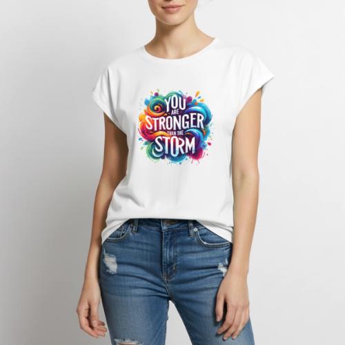 Wellness Collection - Stronger Than the Storm - Women's Premium Roll Up Sleeve T-Shirt