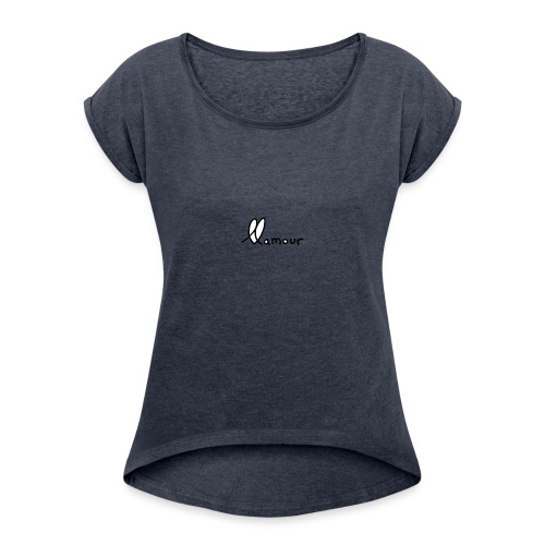clean llamour logo - Women's Roll Cuff T-Shirt