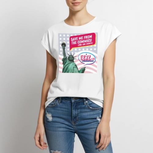 Statue of Liberty Design - Women's Premium Roll Up Sleeve T-Shirt