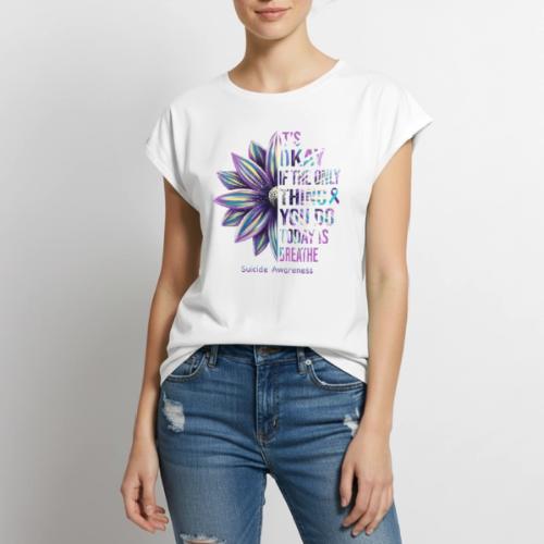 Wellness Collection - All You Do Today is Breathe - Women's Premium Roll Up Sleeve T-Shirt