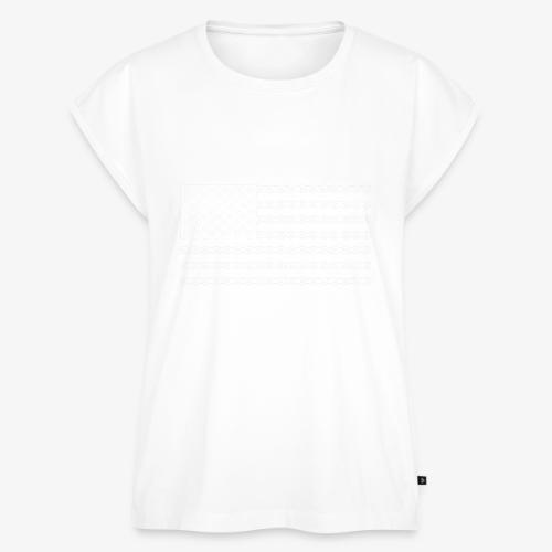 Bicycle Chain American Flag - Women's Premium Roll Up Sleeve T-Shirt