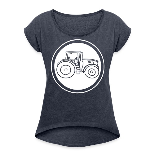 tractor in Circle - Women's Roll Cuff T-Shirt