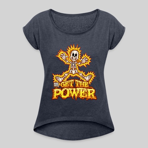 Cartoon Get the Power - Women's Roll Cuff T-Shirt