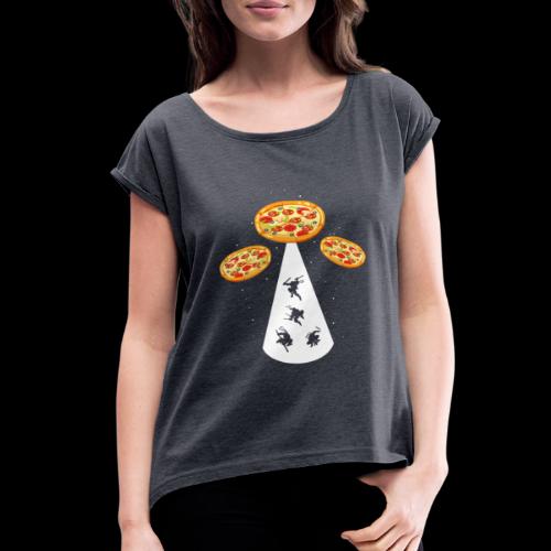 UFO Pizza Ninjas - Women's Roll Cuff T-Shirt
