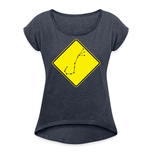 Australian Road Sign Star Constellation Scorpio - Women's Roll Cuff T-Shirt