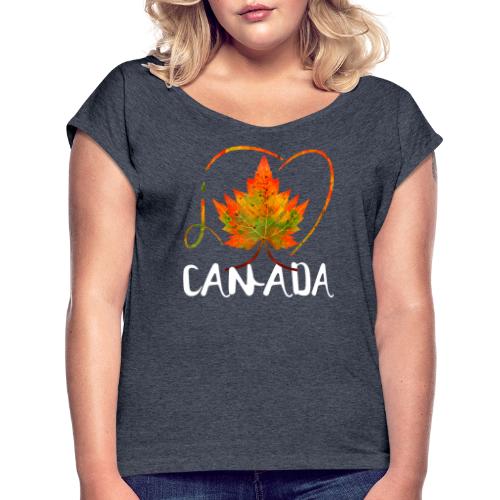 j’aime CANADA - T-shirt Femme à manches retournées