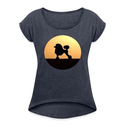 Sunset poodle - Women's Roll Cuff T-Shirt