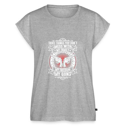 Three Things You Don't Mess with WHITE - Women's Premium Roll Up Sleeve T-Shirt