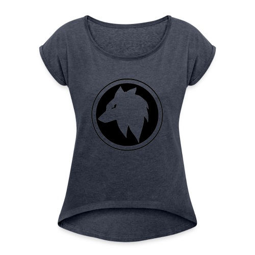 Mangawolf im Kreis - Women's Roll Cuff T-Shirt