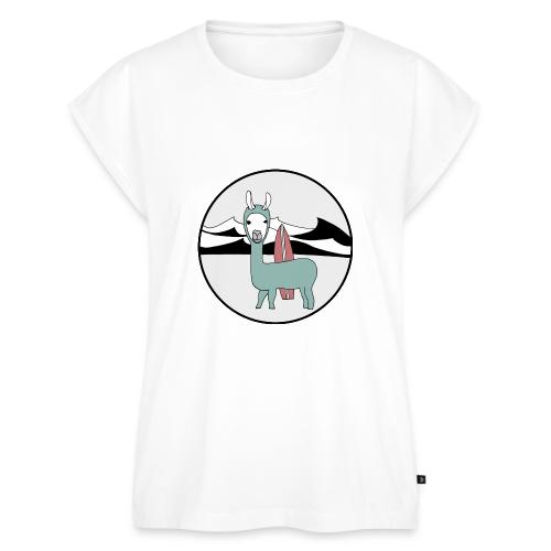 Surfin' llama. - Women's Premium Roll Up Sleeve T-Shirt