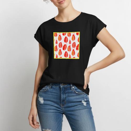 Elegant Leaf Art Neon Aesthetics - Women's Premium Roll Up Sleeve T-Shirt