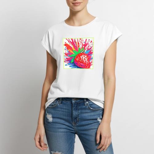 Splatter Strawberry Splash - Women's Premium Roll Up Sleeve T-Shirt