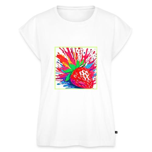 Splatter Strawberry Splash - Women's Premium Roll Up Sleeve T-Shirt