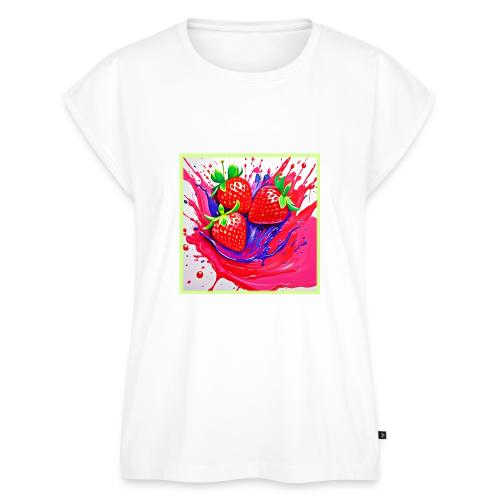 Vibrant Strawberry Splash - Women's Premium Roll Up Sleeve T-Shirt
