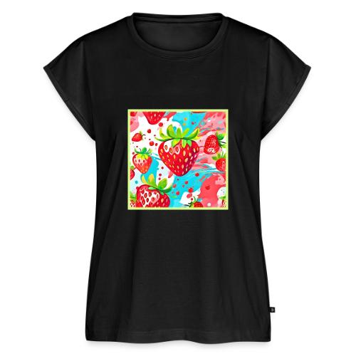 Strawberry Splash Pattern - Women's Premium Roll Up Sleeve T-Shirt