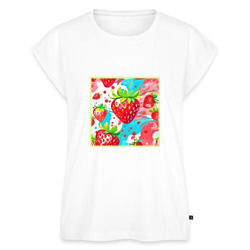 Strawberry Splash Pattern - Women's Premium Roll Up Sleeve T-Shirt