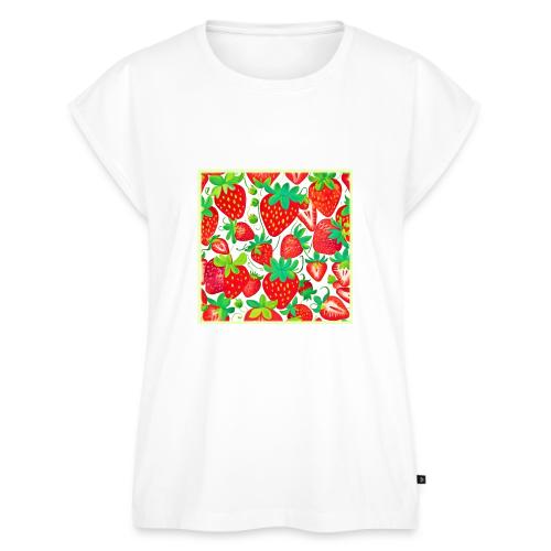 Strawberry Swirl Pattern - Women's Premium Roll Up Sleeve T-Shirt