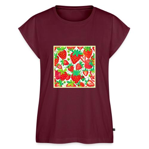 Strawberry Swirl Pattern - Women's Premium Roll Up Sleeve T-Shirt
