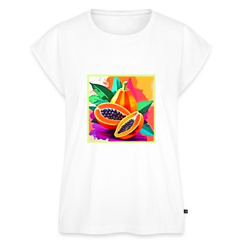 Sliced Papaya Pop Art - Women's Premium Roll Up Sleeve T-Shirt