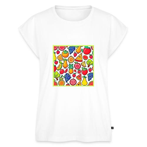 Vibrant Fruit Pattern - Women's Premium Roll Up Sleeve T-Shirt
