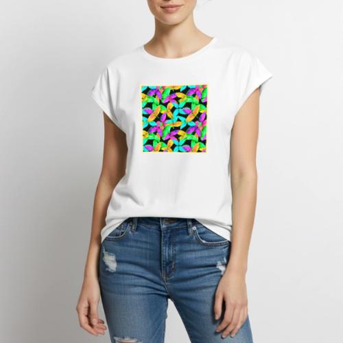 Neonscape Leaf Pattern - Women's Premium Roll Up Sleeve T-Shirt
