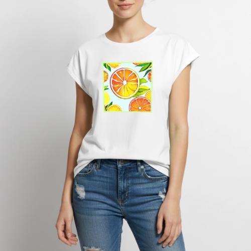 Orange Slice: Citrus Art - Women's Premium Roll Up Sleeve T-Shirt