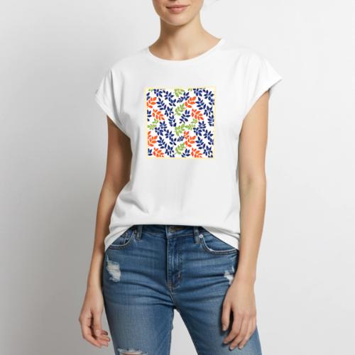 Chromatic Leaf Repeat - Women's Premium Roll Up Sleeve T-Shirt