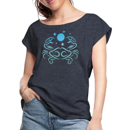 Cancer Zodiac Crab Star Water Sign - Women's Roll Cuff T-Shirt