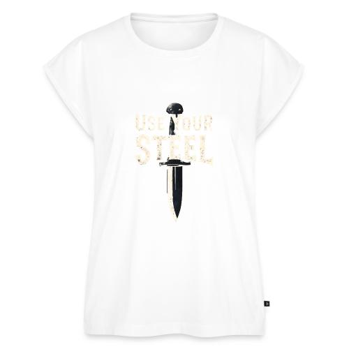 Use Your Steel Motivational Dagger Art - Women's Premium Roll Up Sleeve T-Shirt