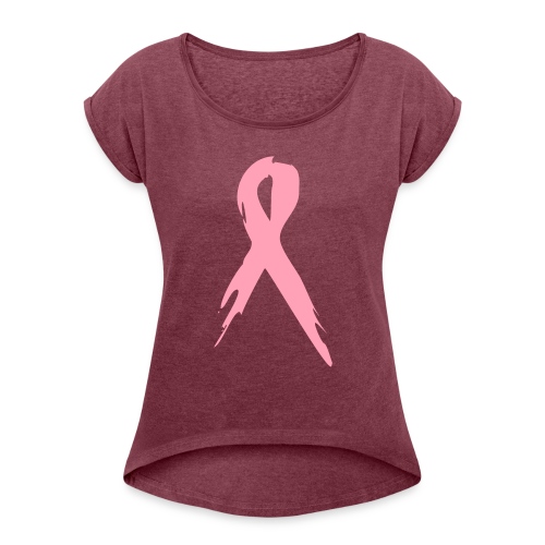 awareness_ribbon - Women's Roll Cuff T-Shirt