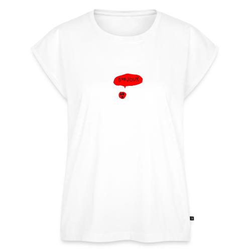 Bonjour Spider, White Outline (tshirts) - Women's Premium Roll Up Sleeve T-Shirt