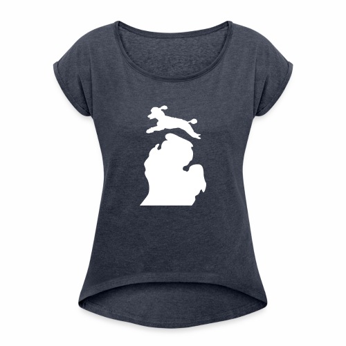Bark Michigan poodle - Women's Roll Cuff T-Shirt