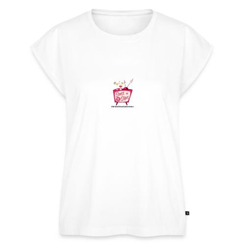 sassnsips com drinksfriendstelevision - Women's Premium Roll Up Sleeve T-Shirt