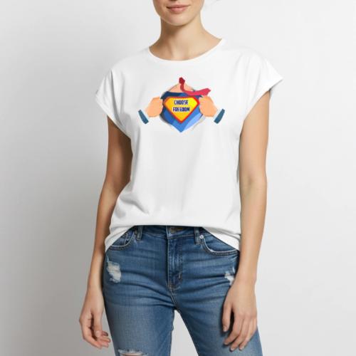 Choose Freedom Super Hero Tshirt - Women's Premium Roll Up Sleeve T-Shirt