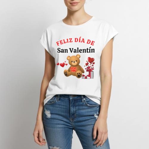 Valentine's Day Celebration Bears Love Hearts. - Women's Premium Roll Up Sleeve T-Shirt