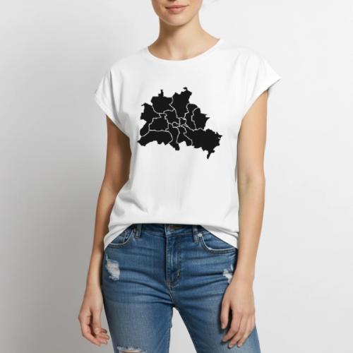 Berlin map, districts - Women's Premium Roll Up Sleeve T-Shirt