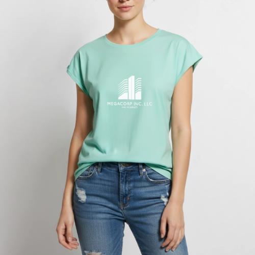 MEGACORP - GIANT EVUL CORPORATION - Women's Premium Roll Up Sleeve T-Shirt
