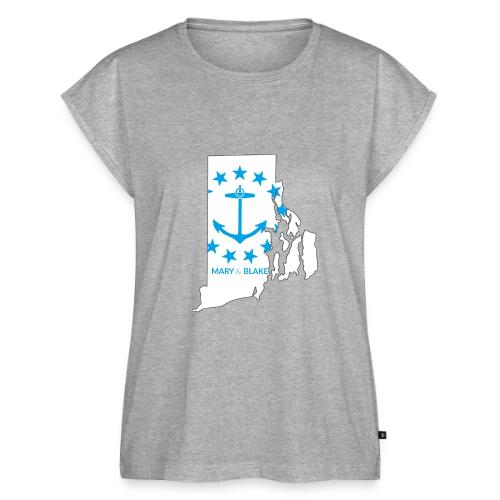 Mary And Blake Logo - RI Map - Women's Premium Roll Up Sleeve T-Shirt