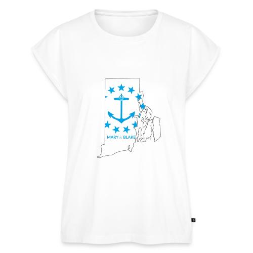 Mary And Blake Logo - RI Map - Women's Premium Roll Up Sleeve T-Shirt